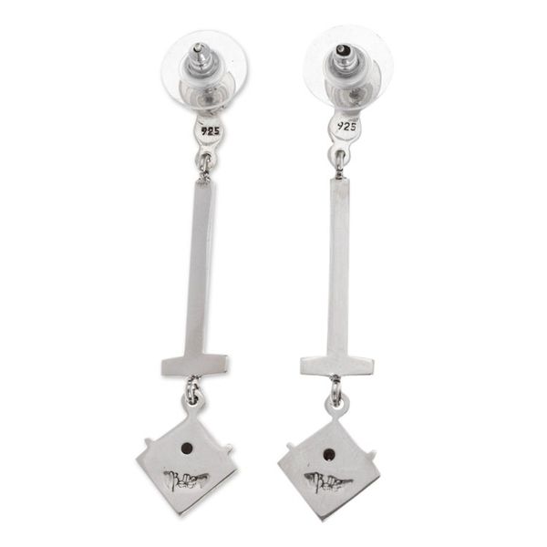 Alternate image for Sterling Silver Dangle Earrings with Geometrical Shapes Geometry Style