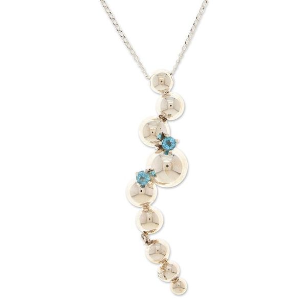Alternate image for Polished Sterling Silver Pendant Necklace with Topaz Beads Strength Bubbles