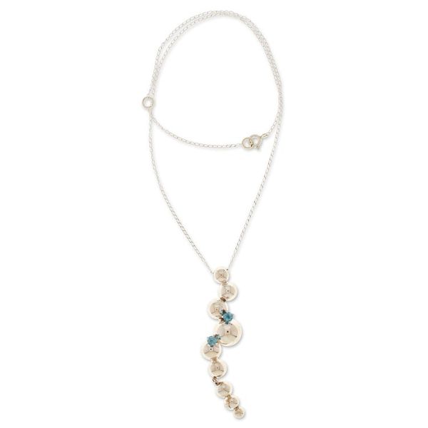 Alternate image for Polished Sterling Silver Pendant Necklace with Topaz Beads Strength Bubbles