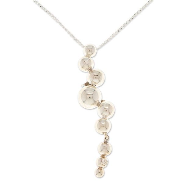 Alternate image for Polished Sterling Silver Pendant Necklace with Topaz Beads Strength Bubbles