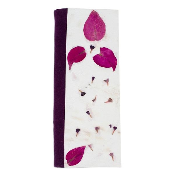 Alternate image for Handcrafted Leafy and Floral Purple Amate Paper Notebook Spring Thoughts