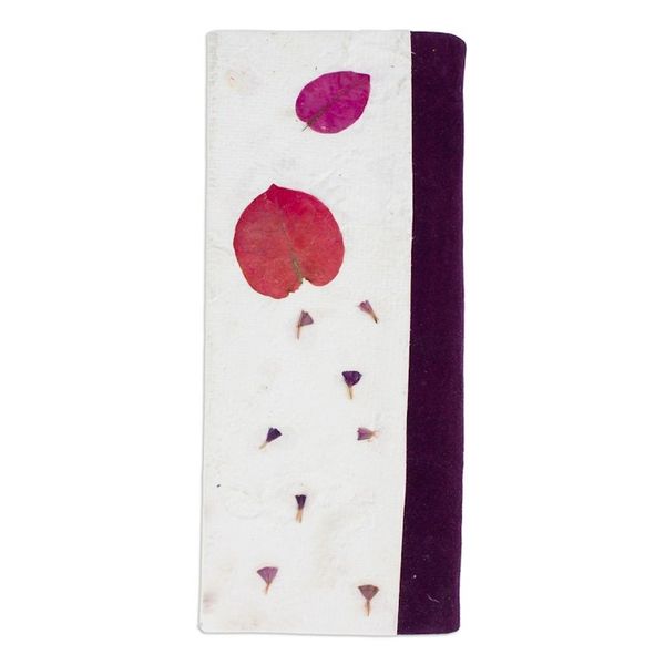Alternate image for Handcrafted Leafy and Floral Purple Amate Paper Notebook Spring Thoughts