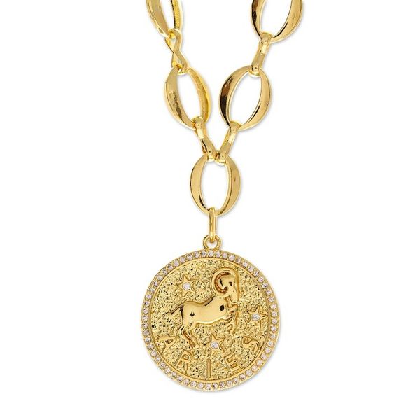 Alternate image for 24k Gold-Plated Cubic Zirconia Aries Pendant Necklace Aries Born