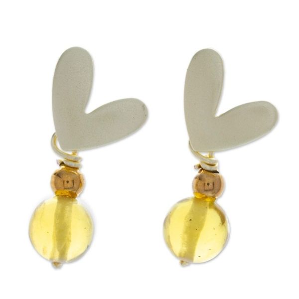 Alternate image for Romantic 14k Gold-Plated Natural Amber Dangle Earrings Intense Romance