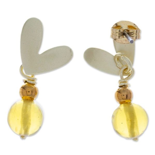 Alternate image for Romantic 14k Gold-Plated Natural Amber Dangle Earrings Intense Romance
