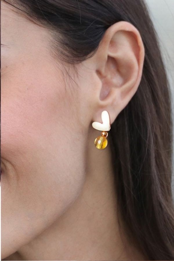 Alternate image for Romantic 14k Gold-Plated Natural Amber Dangle Earrings Intense Romance