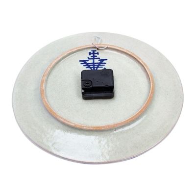 Alternate image for Hand-Painted Blue Talavera-Style Ceramic Wall Clock Talavera Time