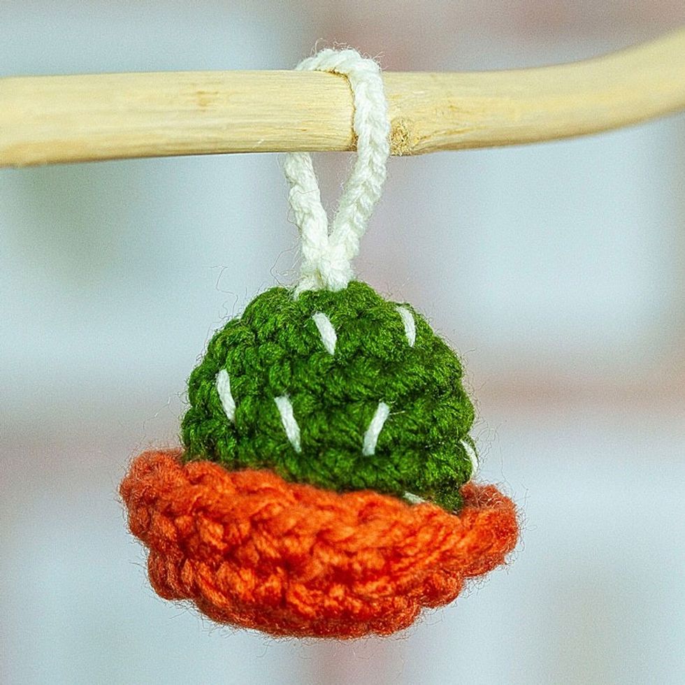 Cactus Crocheted Charm for Handbags Handmade in Mexico 'Cute Cactus'