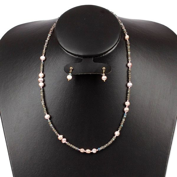 Alternate image for Labradorite, Cubic Zirconia and Pink Pearl Jewelry Set New Grace