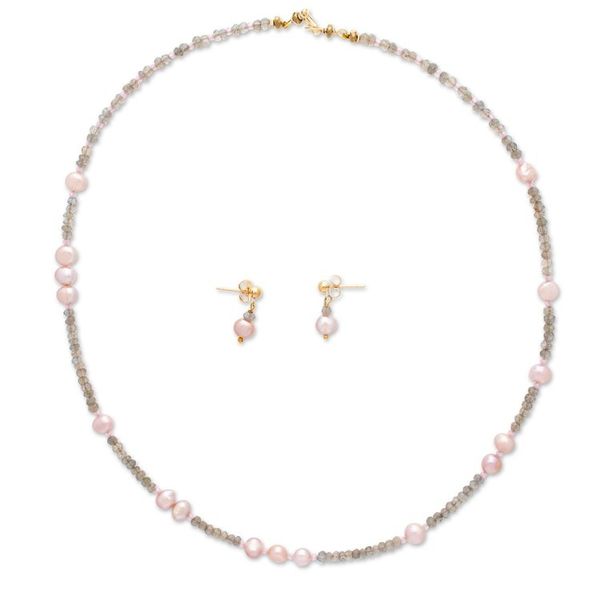 Alternate image for Labradorite, Cubic Zirconia and Pink Pearl Jewelry Set New Grace
