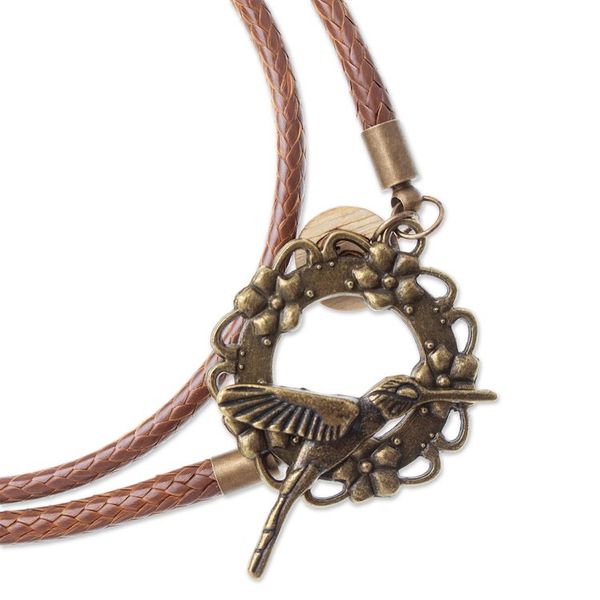 Alternate image for Hand-Painted Romantic Pinewood Pendant Necklace Passionate Realm