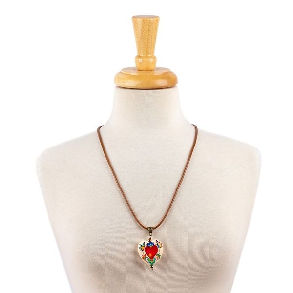 Alternate image for Hand-Painted Romantic Pinewood Pendant Necklace Passionate Realm