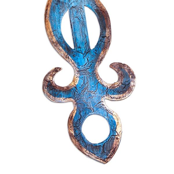 Alternate image for Handcrafted Steel Cross Wall Art in Yellow and Blue Hues Yellow Flames of Devotion