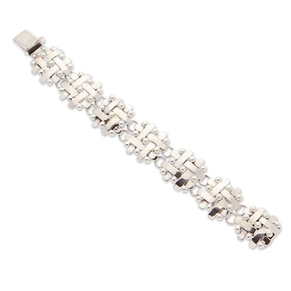 Alternate image for Polished Taxco Sterling Silver Link Bracelet from Mexico Braided Gala