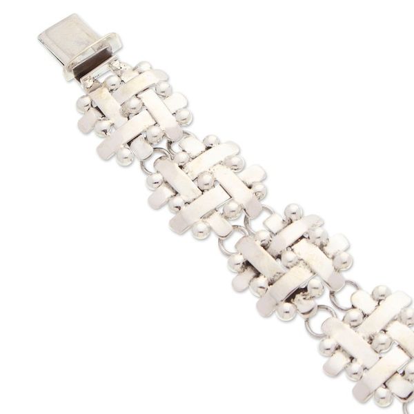 Alternate image for Polished Taxco Sterling Silver Link Bracelet from Mexico Braided Gala