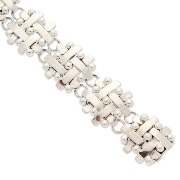 Alternate image for Polished Taxco Sterling Silver Link Bracelet from Mexico Braided Gala