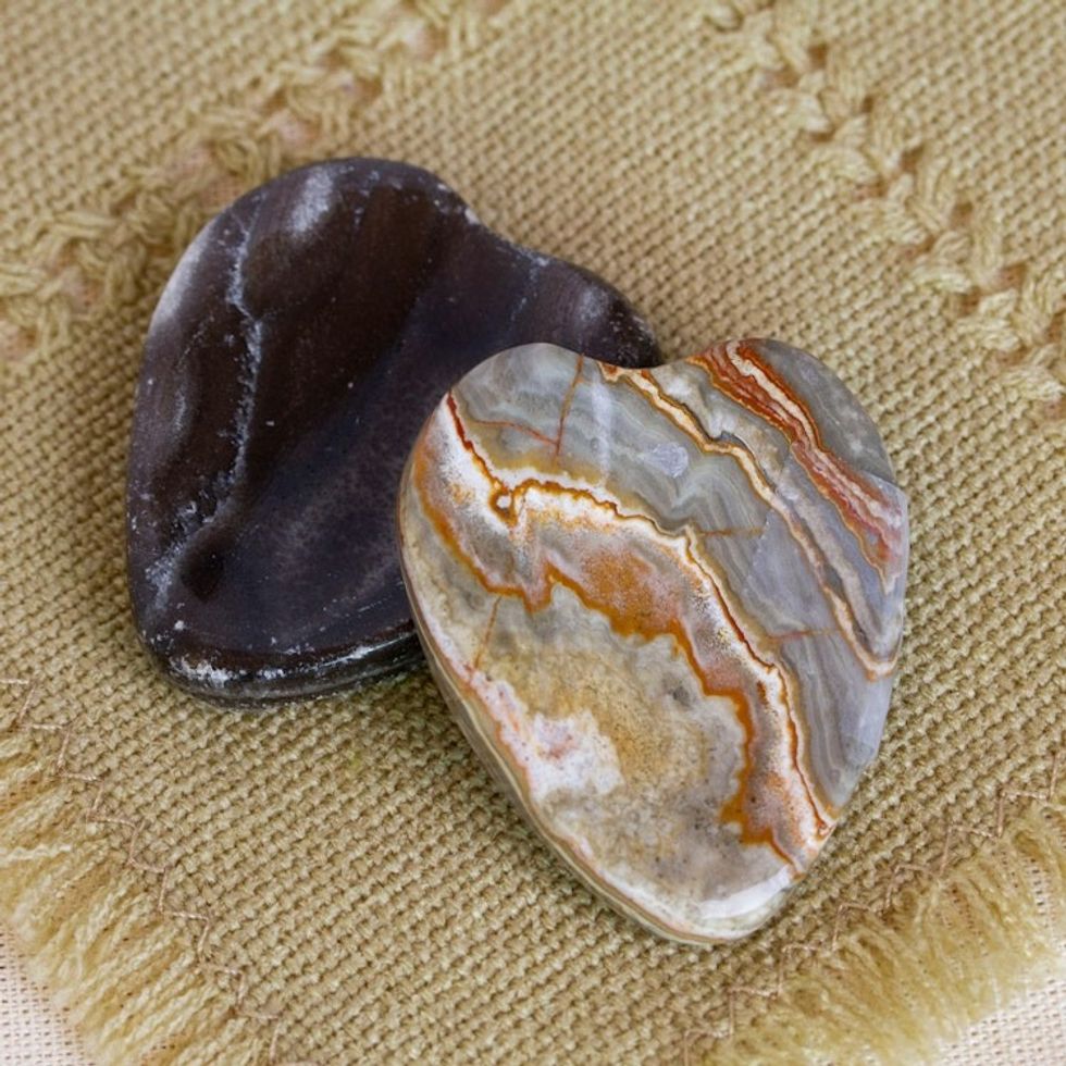 Heart-Shaped Stones for Stress Relief Pair 'Elegant Heart Amulet'