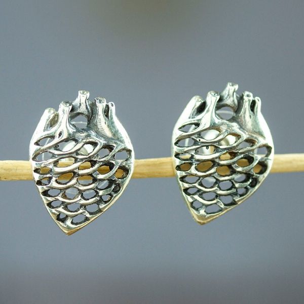 Alternate image for Sterling Silver Agave Heart Button Earrings Agave Heart