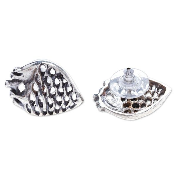 Alternate image for Sterling Silver Agave Heart Button Earrings Agave Heart