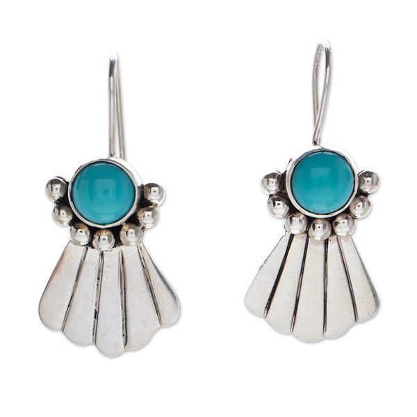 Alternate image for Ocean-Themed Natural Turquoise Dangle Earrings from Mexico Ocean of Hope