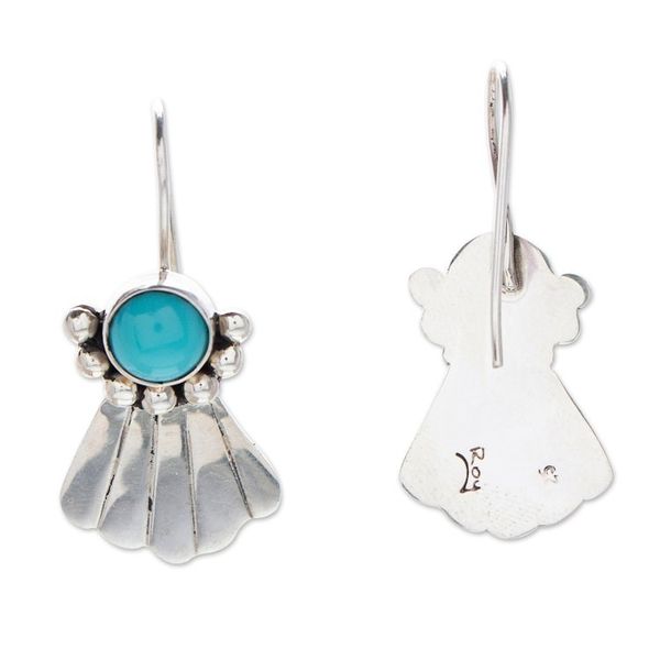 Alternate image for Ocean-Themed Natural Turquoise Dangle Earrings from Mexico Ocean of Hope