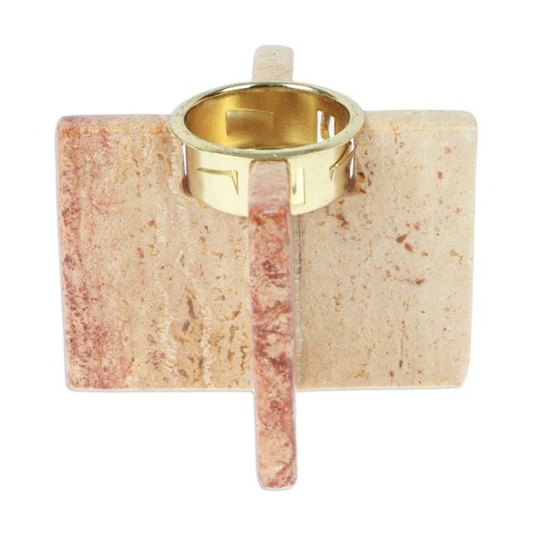 Alternate image for Cross-Shaped Natural Onyx and Aluminum Tealight Candleholder Lights of Elegance