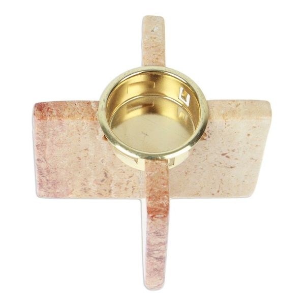 Alternate image for Cross-Shaped Natural Onyx and Aluminum Tealight Candleholder Lights of Elegance
