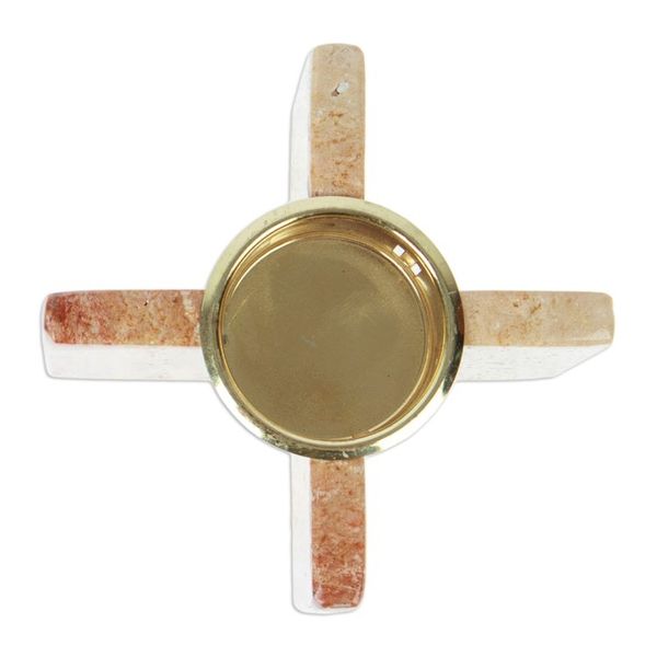 Alternate image for Cross-Shaped Natural Onyx and Aluminum Tealight Candleholder Lights of Elegance