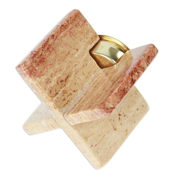 Alternate image for Cross-Shaped Natural Onyx and Aluminum Tealight Candleholder Lights of Elegance