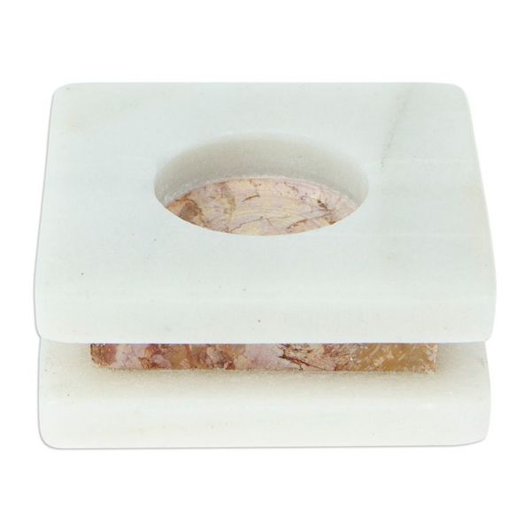 Alternate image for Modern Natural Onyx Tealight Candleholder from Mexico Minimalist Lights