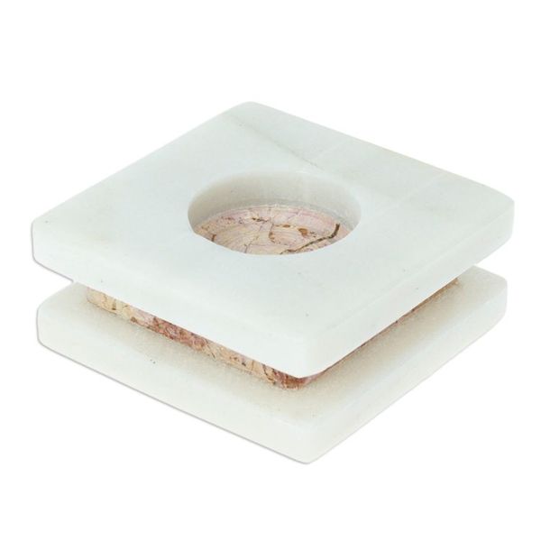 Alternate image for Modern Natural Onyx Tealight Candleholder from Mexico Minimalist Lights