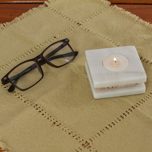 Alternate image for Modern Natural Onyx Tealight Candleholder from Mexico Minimalist Lights