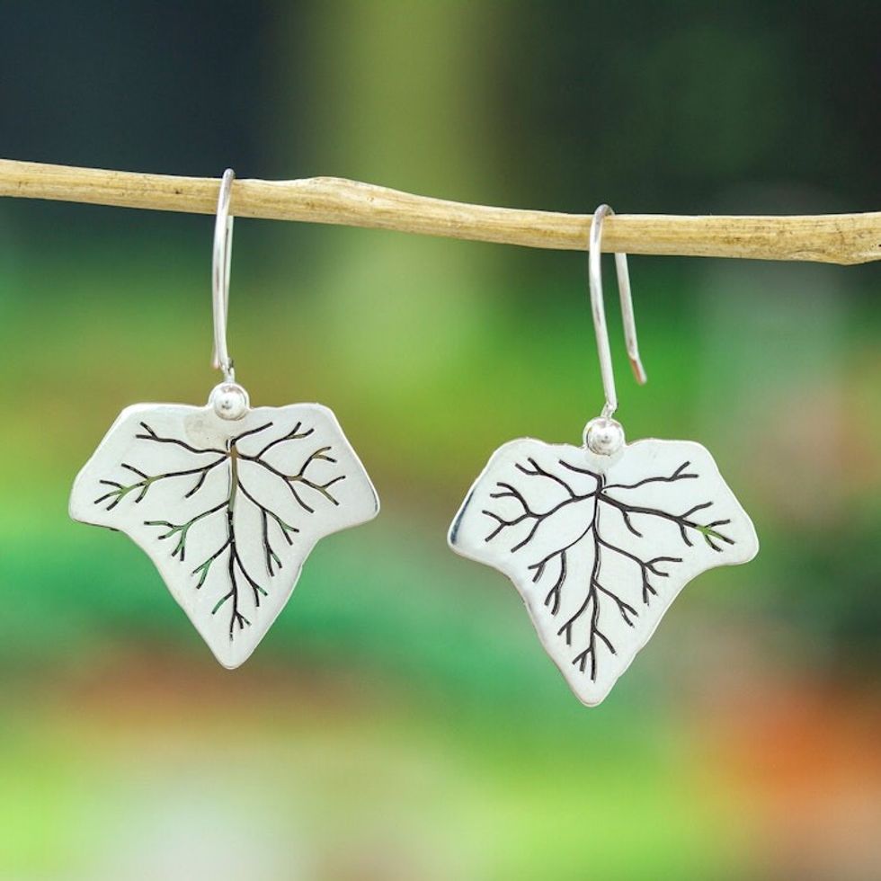 Autumn-Themed Sterling Silver Dangle Earrings from Mexico 'Sophisticated Autumn'