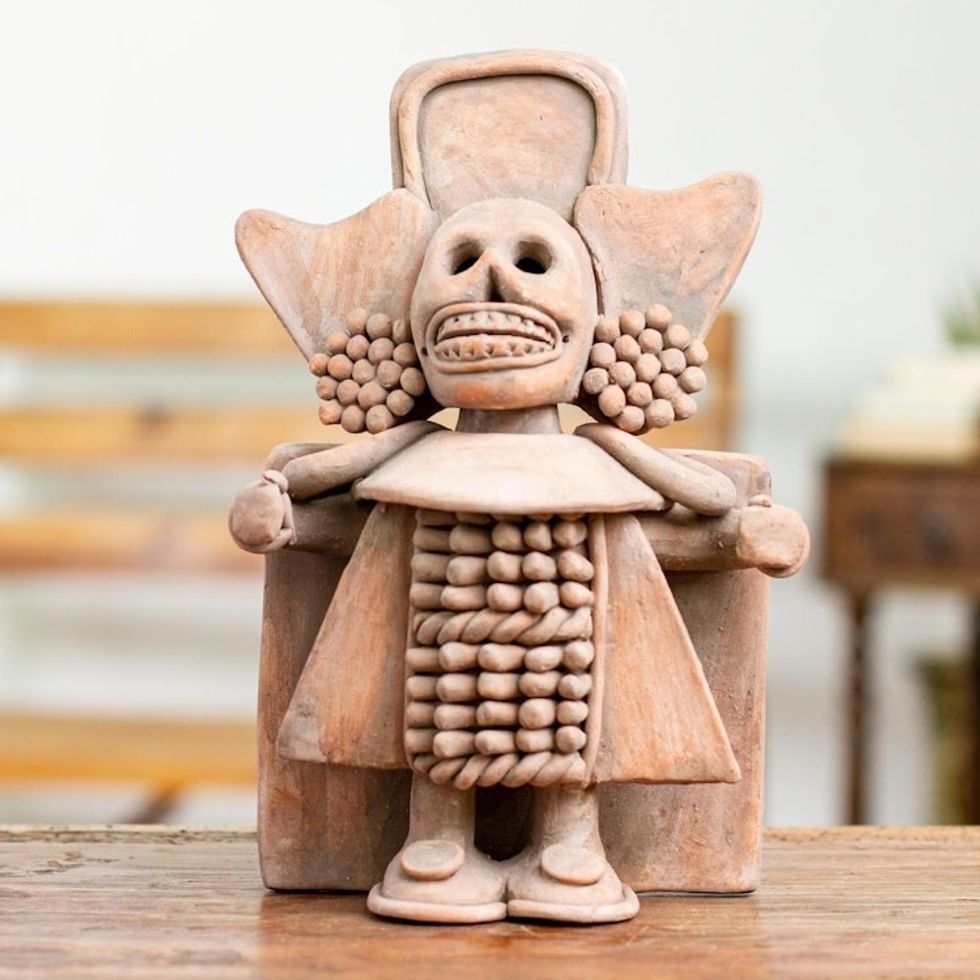 Handcrafted Lord of the Dead Sculpture 'Mictlantecuhtli'