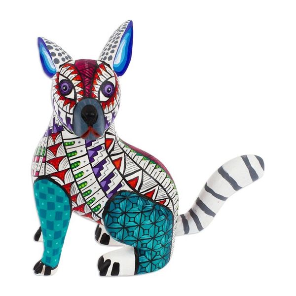 Alternate image for Colorful Wood Alebrije Hare Figurine Hand-Painted in Mexico Magical Hare