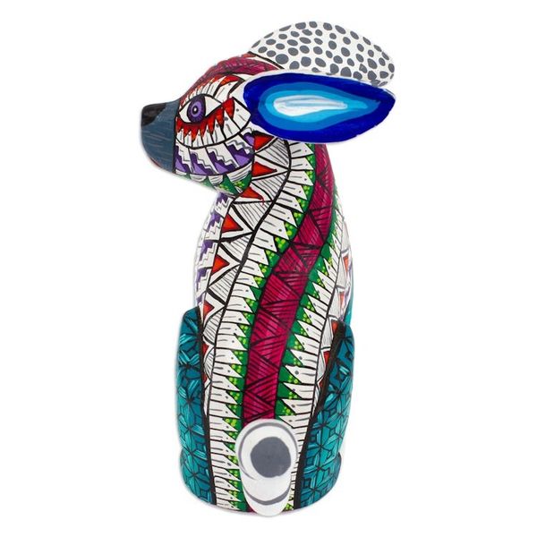 Alternate image for Colorful Wood Alebrije Hare Figurine Hand-Painted in Mexico Magical Hare