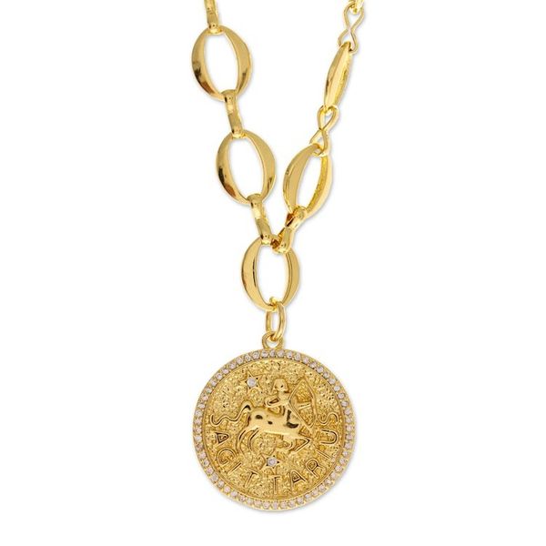 Alternate image for 24k Gold-Plated Cubic Zirconia Sagittarius Pendant Necklace Sagittarius Born
