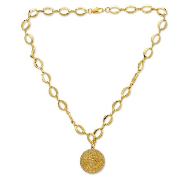 Alternate image for 24k Gold-Plated Cubic Zirconia Sagittarius Pendant Necklace Sagittarius Born