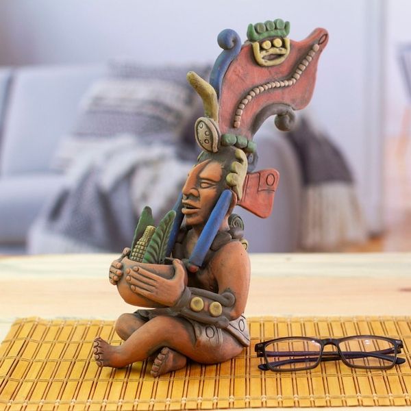 Alternate image for Hand-Painted Folk Art Traditional Ceramic Sculpture Offering to Corn