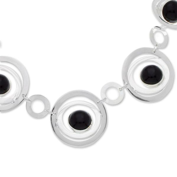 Alternate image for Modern Sterling Silver Link Necklace with Obsidian Jewels Enlightened Evolution