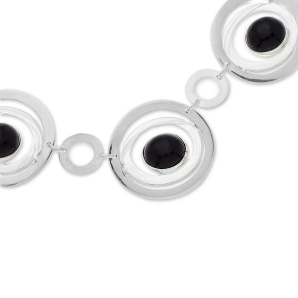 Alternate image for Modern Sterling Silver Link Necklace with Obsidian Jewels Enlightened Evolution