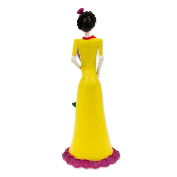 Alternate image for Hand-Painted Catrina Fan Ceramic Sculpture from Mexico Jolly Catrina