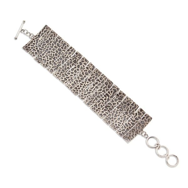 Alternate image for Animal Print Patterned Sterling Silver Link Bracelet Minimalist Savageness