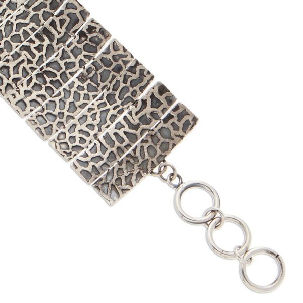 Alternate image for Animal Print Patterned Sterling Silver Link Bracelet Minimalist Savageness
