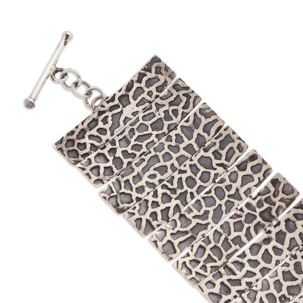 Alternate image for Animal Print Patterned Sterling Silver Link Bracelet Minimalist Savageness