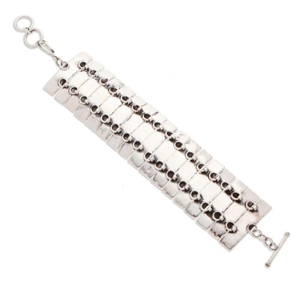 Alternate image for Animal Print Patterned Sterling Silver Link Bracelet Minimalist Savageness