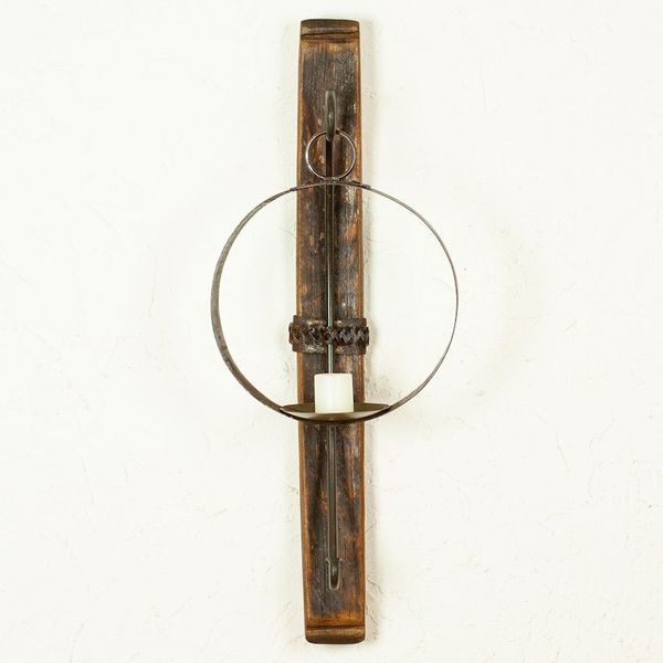 Alternate image for Iron and Wood Wall Sconce Handcrafted from Barrel in Mexico Lights from the Hacienda
