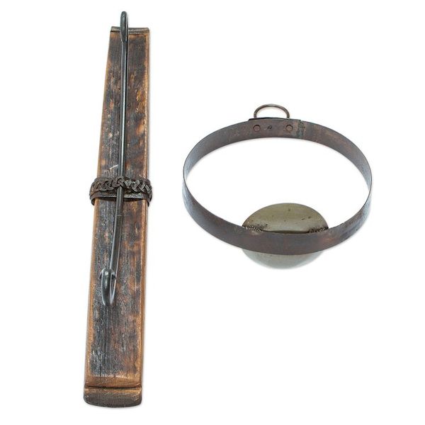 Alternate image for Iron and Wood Wall Sconce Handcrafted from Barrel in Mexico Lights from the Hacienda