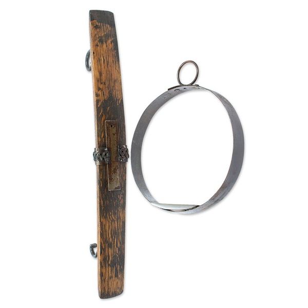 Alternate image for Iron and Wood Wall Sconce Handcrafted from Barrel in Mexico Lights from the Hacienda