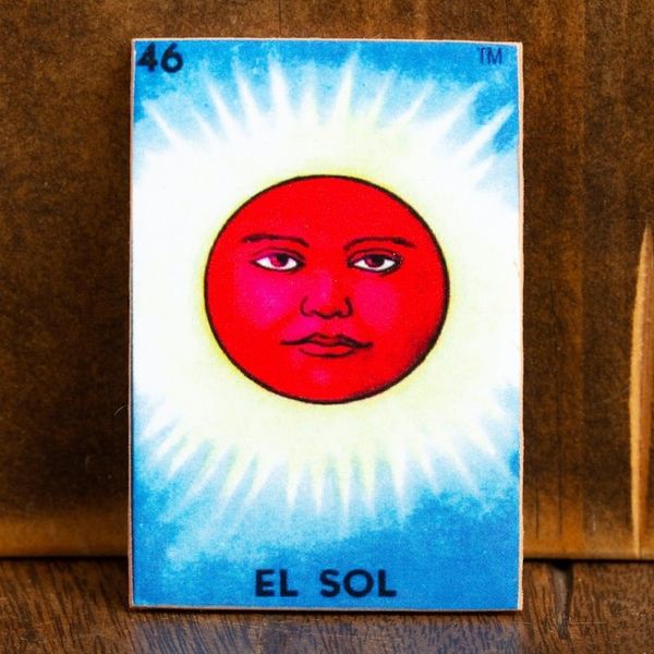 Alternate image for Mexican Wood Magnet with Red Sun Decoupage Burning Sun